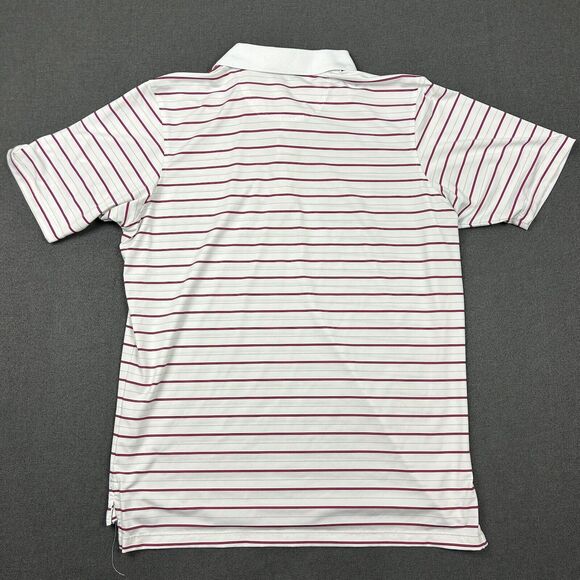 Fairway & Greene Polo Shirt Mens Large Tech Performance White Pink Striped Logo - Picture 5 of 8